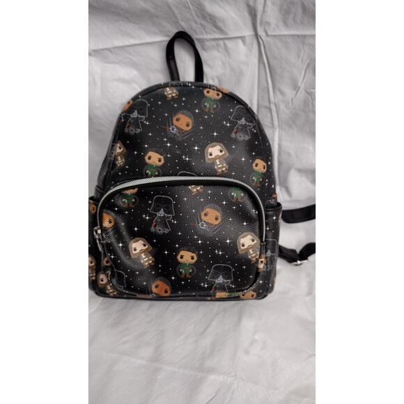 Star Wars Funko Mini Backpack Bag Black Chibi Print Womens 10x10x5 Movie Purse - Picture 1 of 5